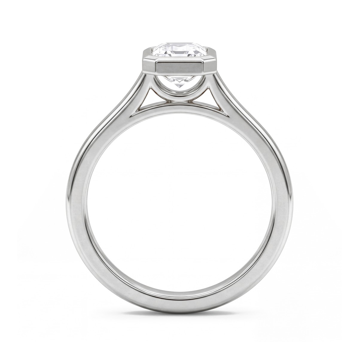 Esme - Emerald Cut Moissanite Bezel Solitaire Ring