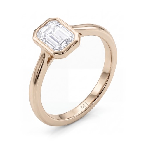 Esme - Emerald Cut Moissanite Bezel Solitaire Ring