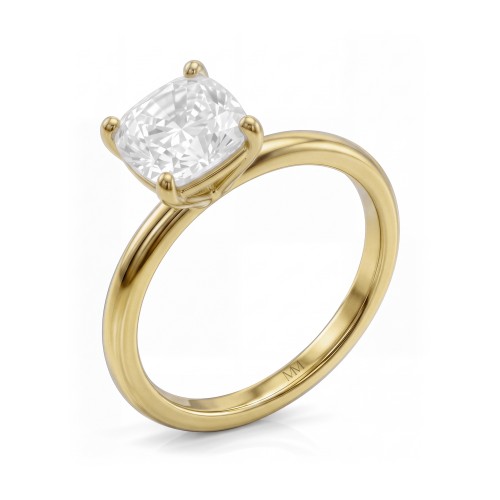 Altessa - Cushion Cut Moissanite Solitaire Engagement Ring with High Four-Prong Setting