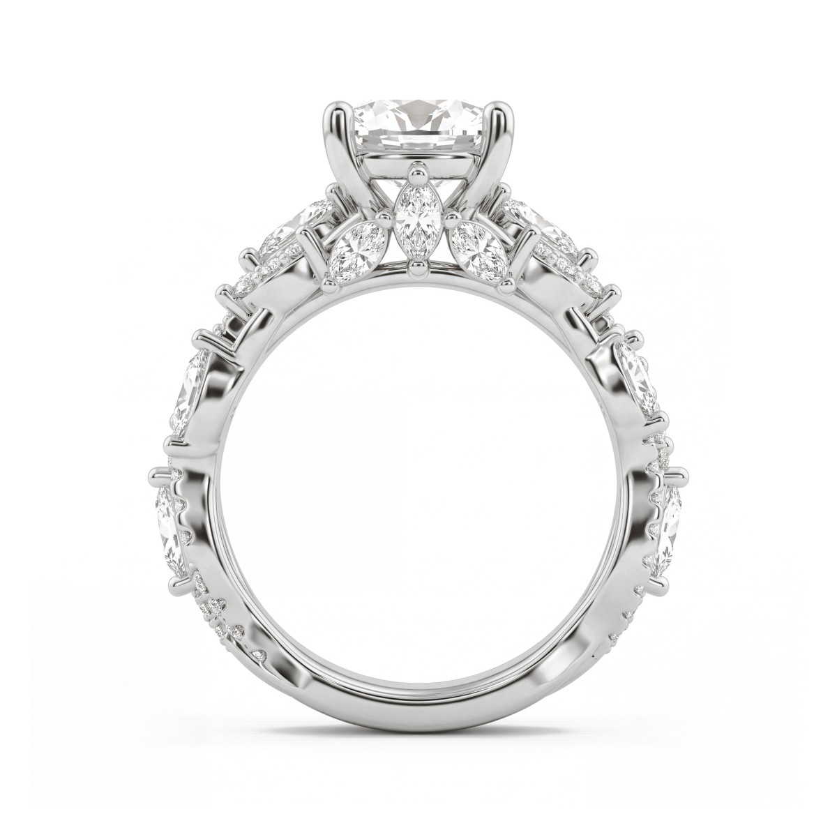 Wisteria - Oval Moissanite Ring with Twisted Vine Band