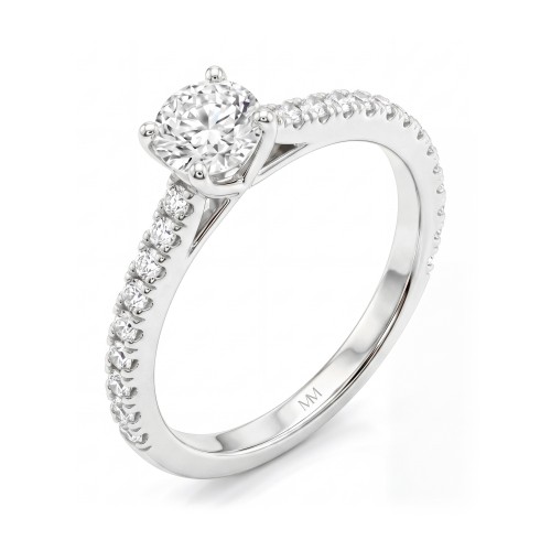 Juliette - Round Moissanite Engagement Ring with Pavé Band
