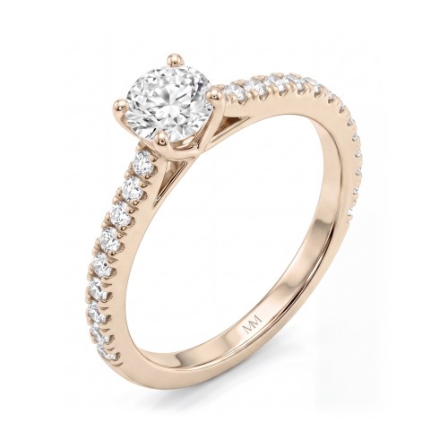Juliette - Round Moissanite Engagement Ring with Pavé Band