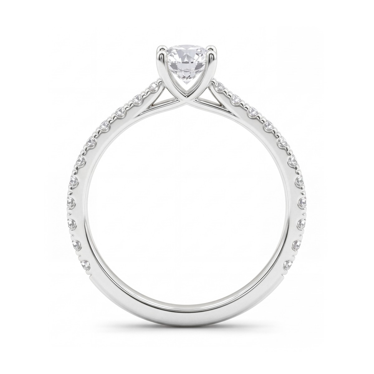 Juliette - Round Moissanite Engagement Ring with Pavé Band
