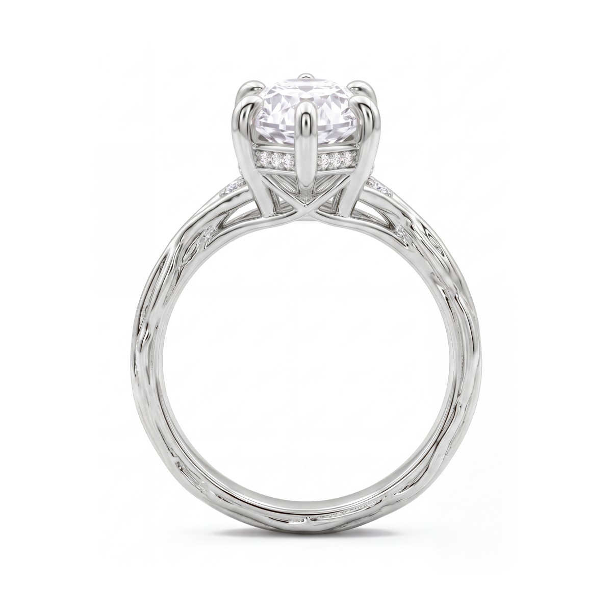 Hazel - Marquise Moissanite Ring with Twisted Branch Band