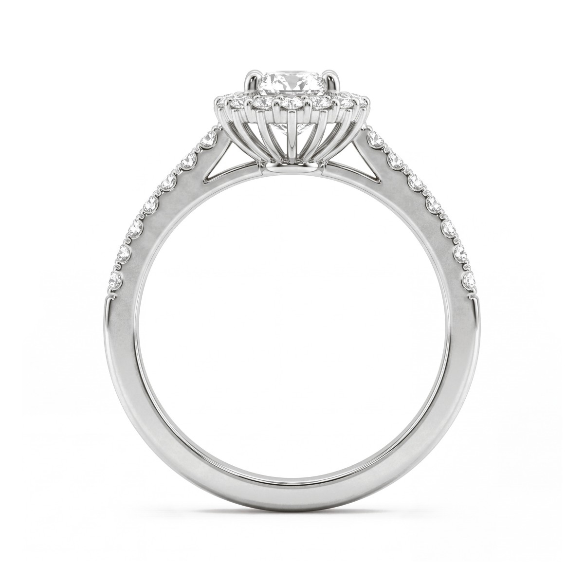 Soleil - Oval Moissanite Halo Ring with Pavé Band