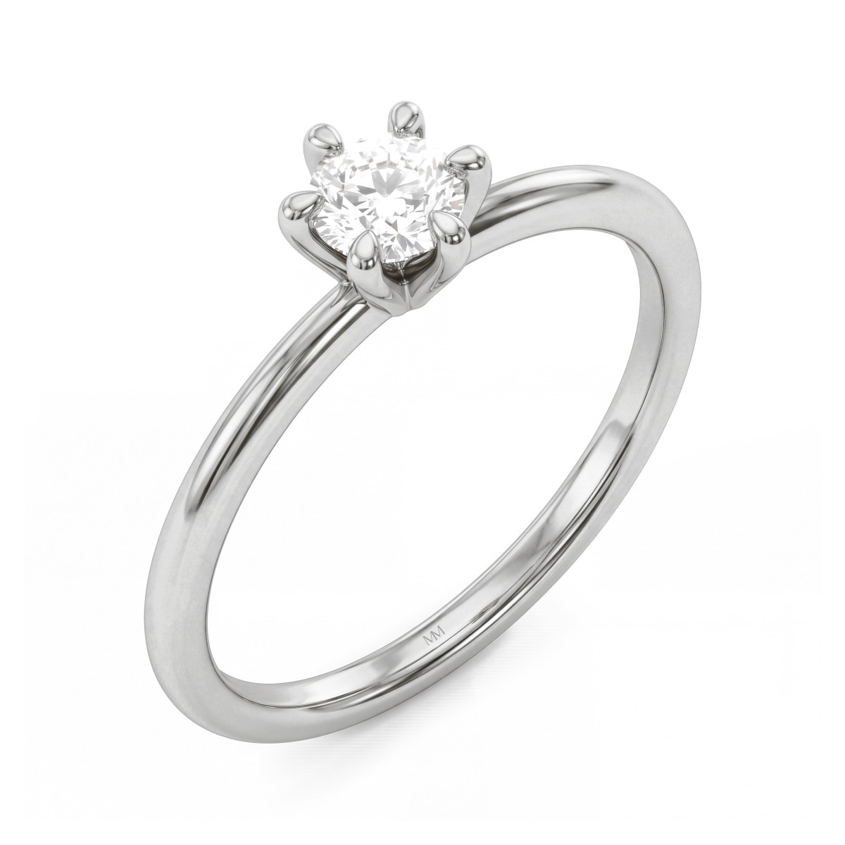 Lily - Round Moissanite Solitaire Ring in Tulip Setting