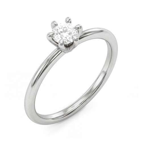 Lily - Round Moissanite Solitaire Ring in Tulip Setting