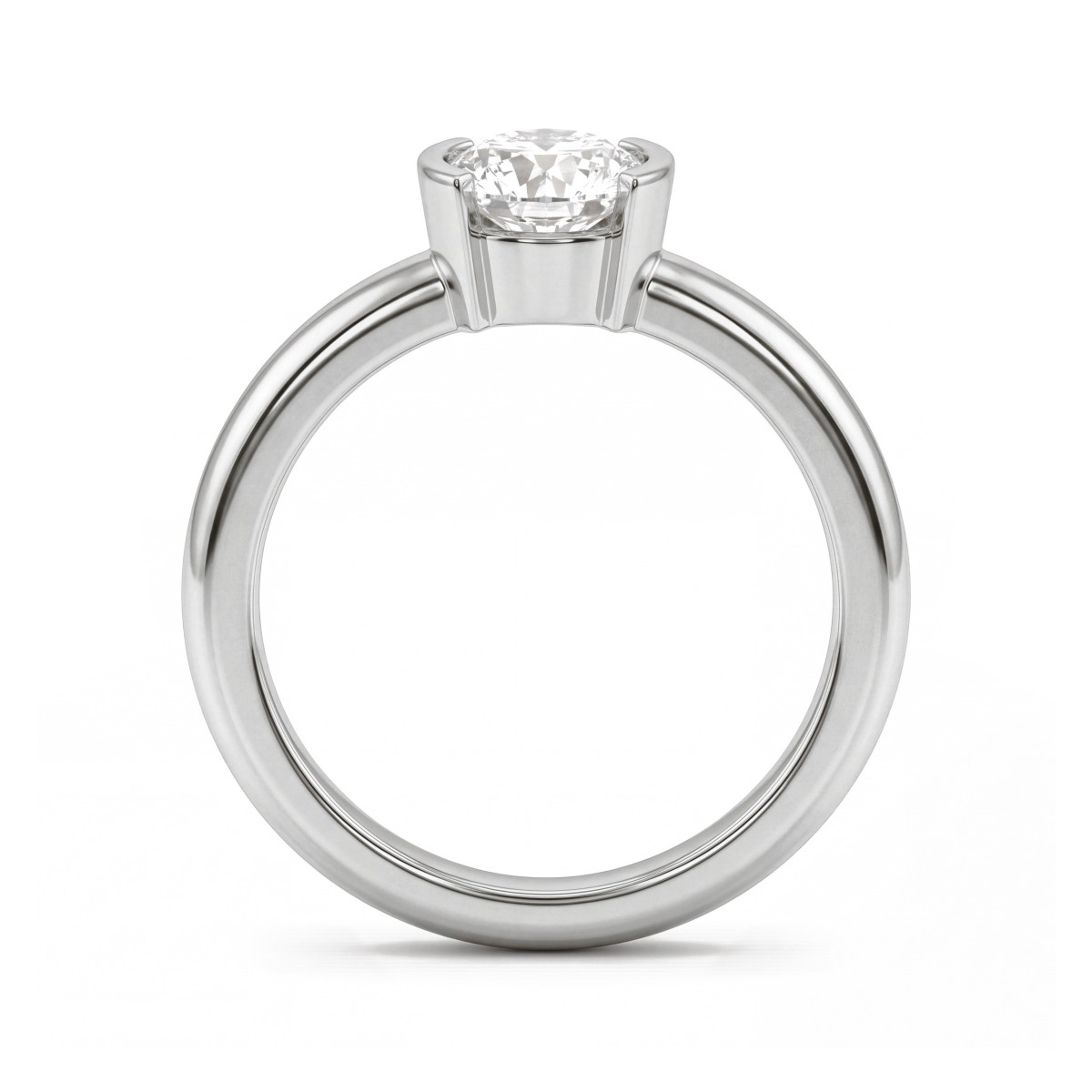 Demi - Round Moissanite Half Bezel Solitaire Ring
