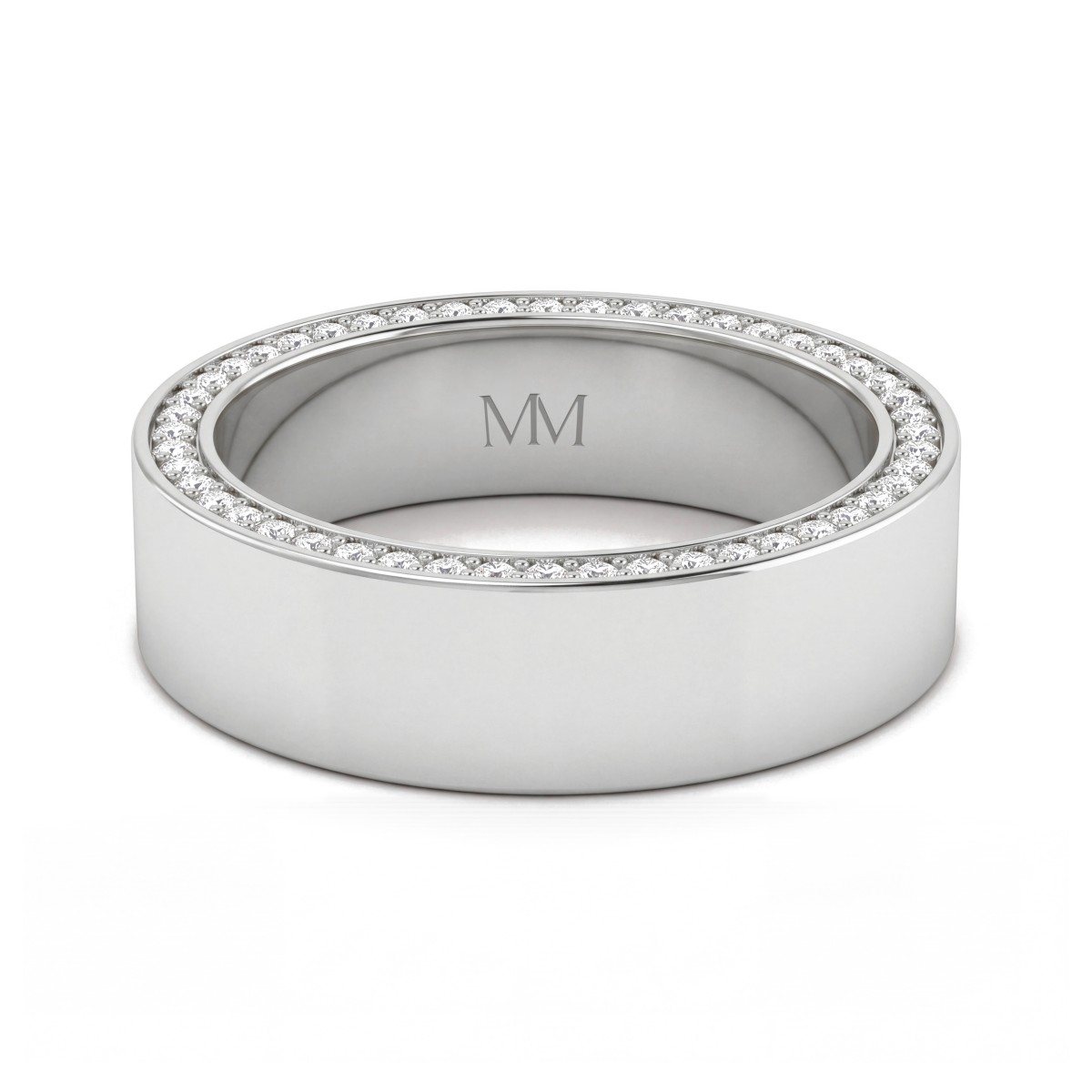 Horizon - Men's Moissanite Wedding Band with Pavé Edges