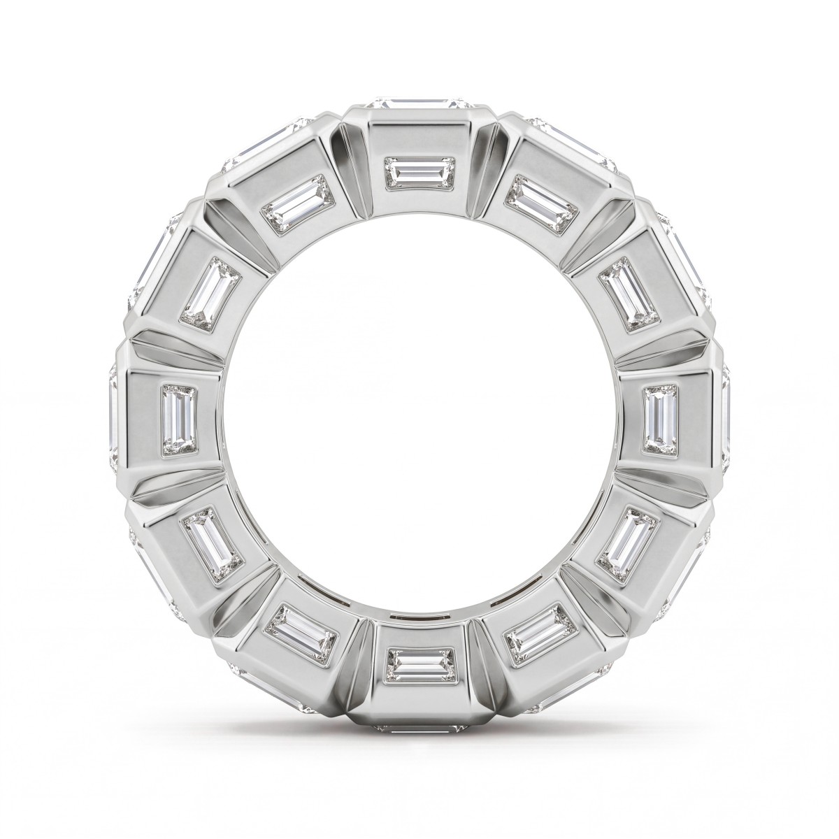 Devotion - Emerald Cut Moissanite Full Eternity Ring with Bezel Settings