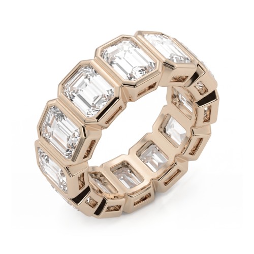 Devotion - Emerald Cut Moissanite Full Eternity Ring with Bezel Settings