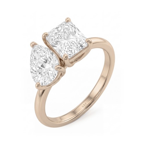 Concordia - Pear and Radiant Toi et Moi Moissanite Ring