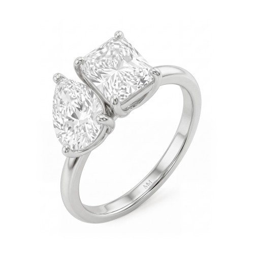 Concordia - Pear and Radiant Toi et Moi Moissanite Ring