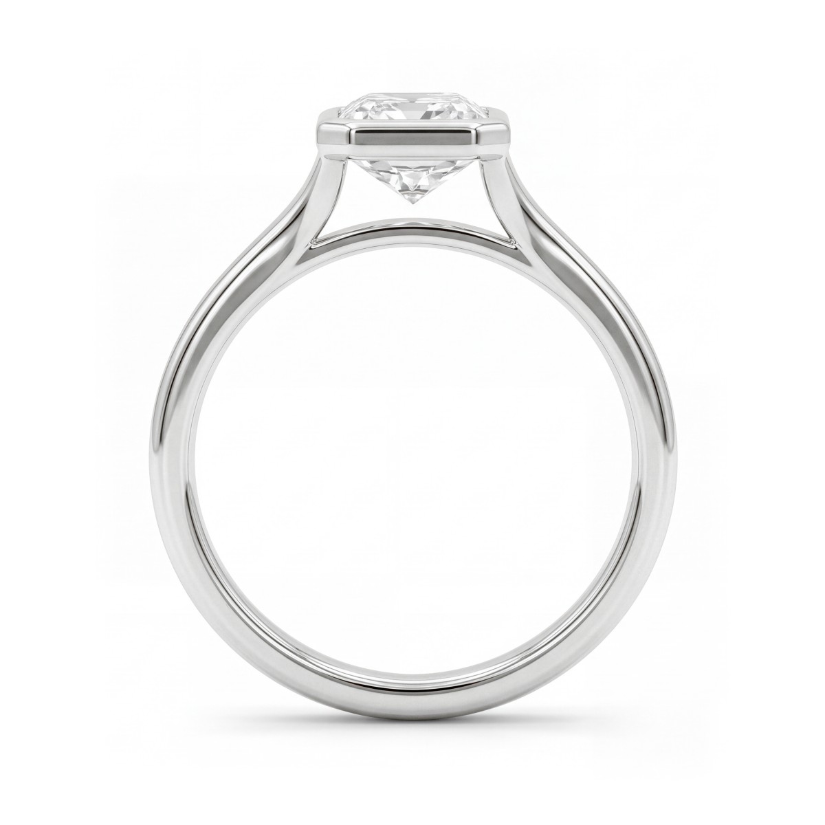 Linnea - Radiant Cut Moissanite Bezel Solitaire Ring with Split Shank