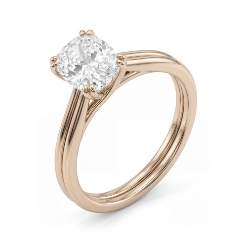 Entwine - Cushion Cut Moissanite Engagement Ring with Crossover Double Band