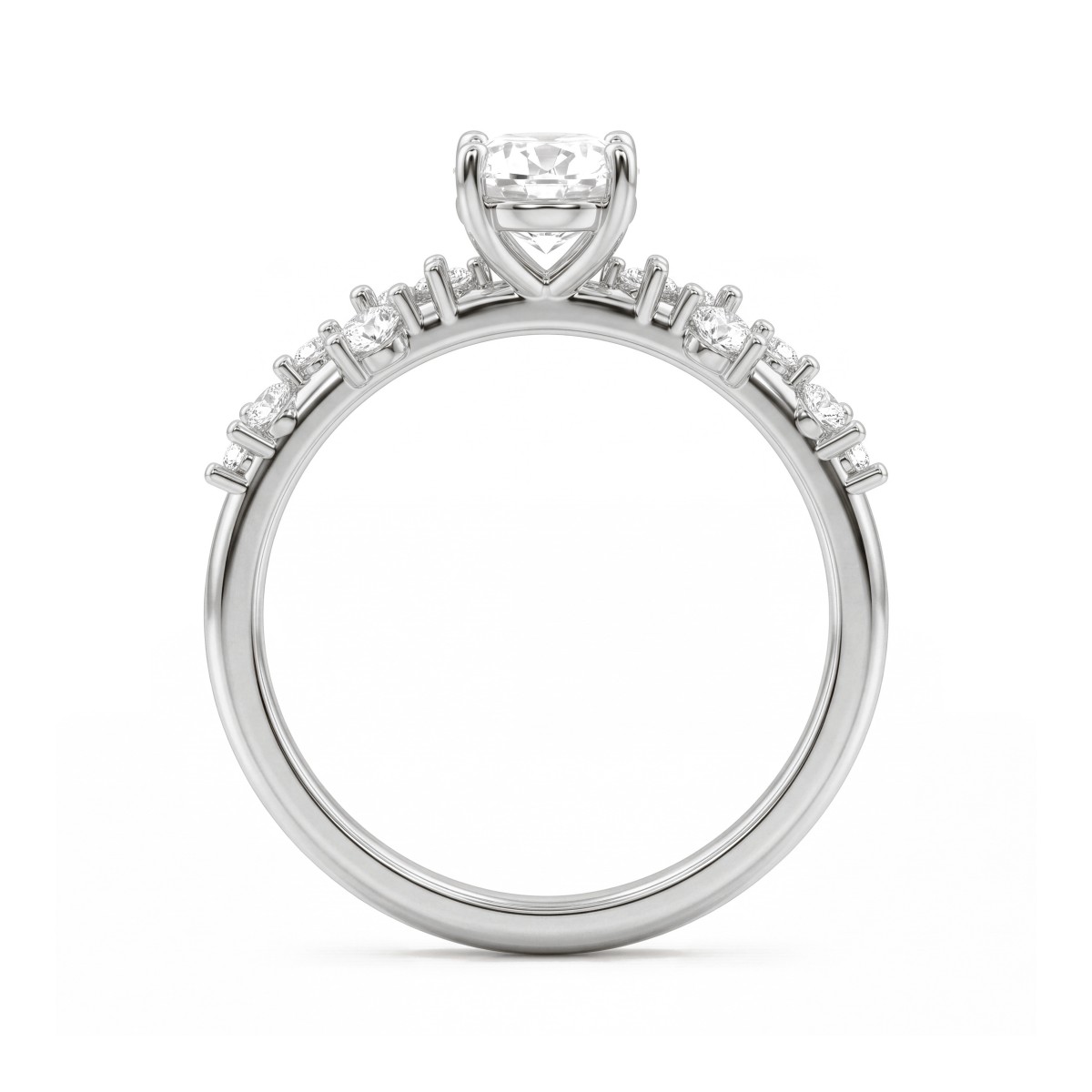 Constella - Oval Moissanite Engagement Ring with Scattered Side Stones