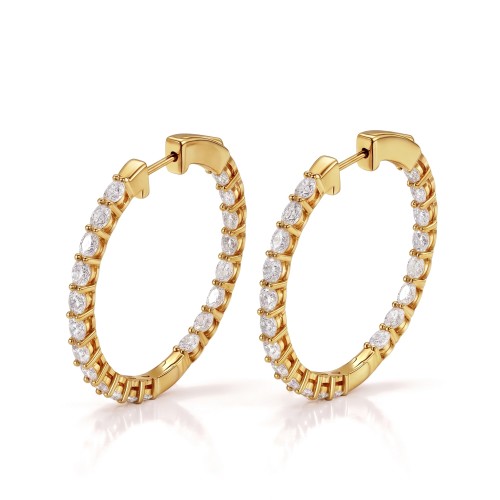 Luminette - Oval Cut Moissanite Shared Prong Hoop Earrings