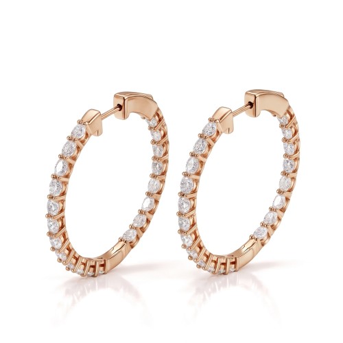 Luminette - Oval Cut Moissanite Shared Prong Hoop Earrings