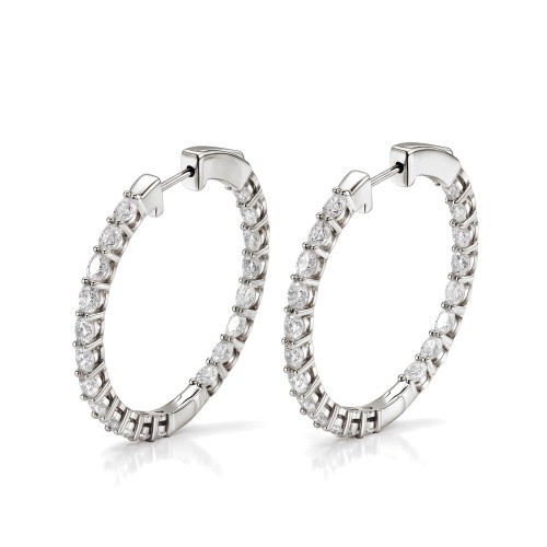 Luminette - Oval Cut Moissanite Shared Prong Hoop Earrings