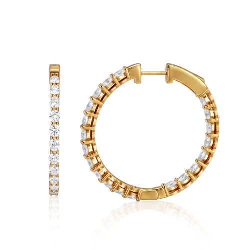 Luminette - Oval Cut Moissanite Shared Prong Hoop Earrings