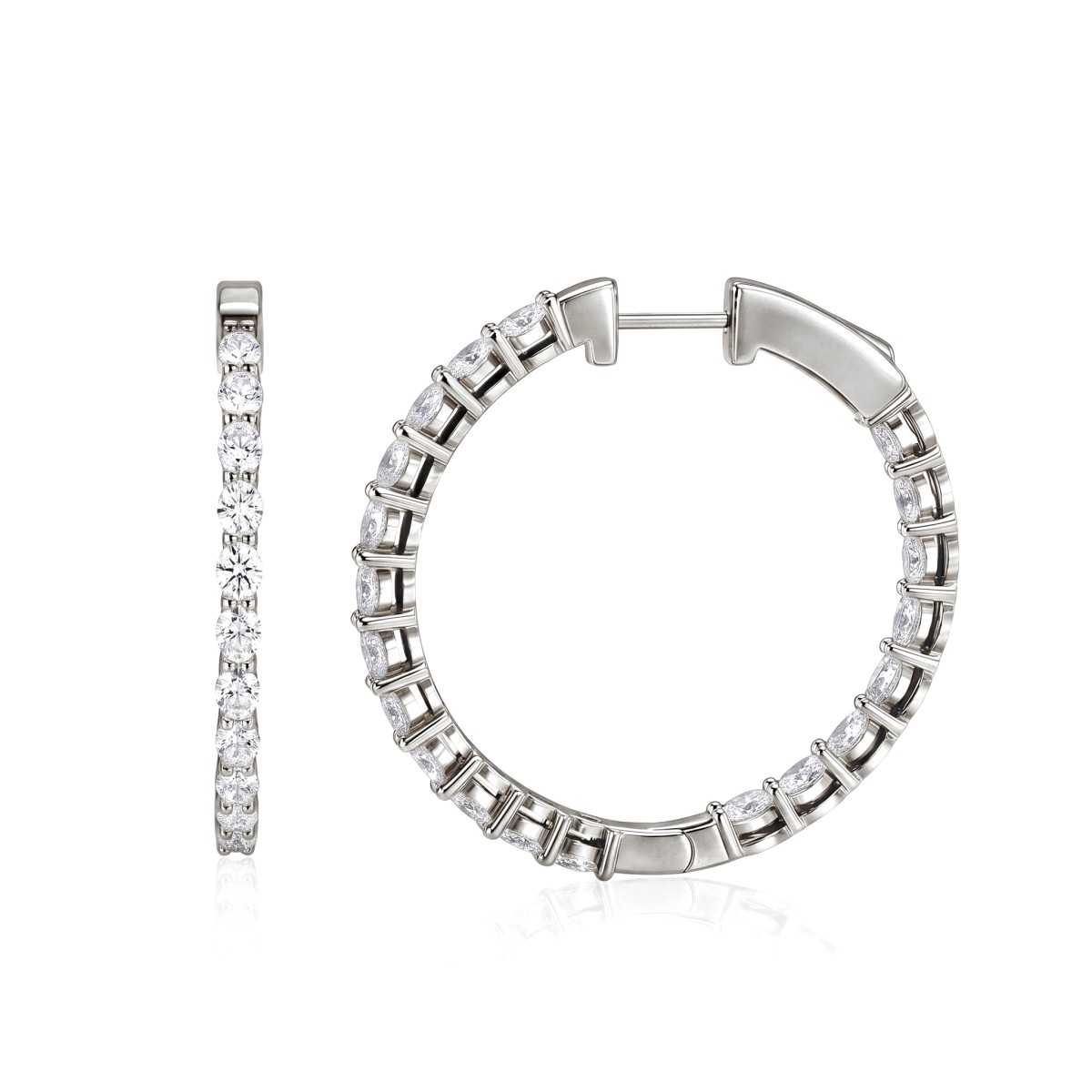 Luminette - Oval Cut Moissanite Channel Set Hoop Earrings