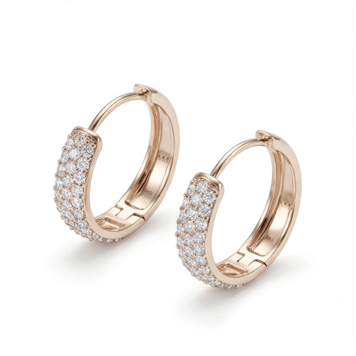 Glintique - Pavé Set Moissanite Huggie Hoop Earrings with Hinged Closure