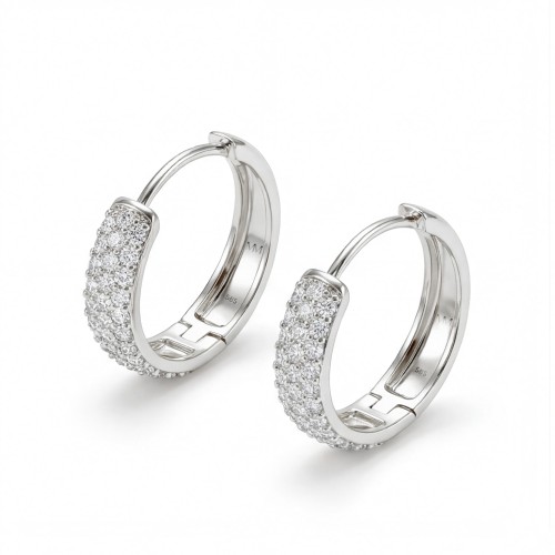 Glintique - Pavé Set Moissanite Huggie Hoop Earrings with Hinged Closure