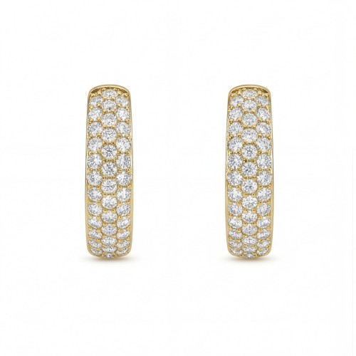 Glintique - Pavé Set Moissanite Huggie Hoop Earrings with Hinged Closure