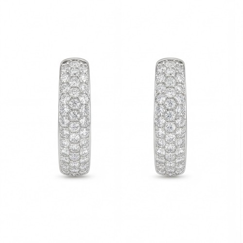 Glintique - Pavé Set Moissanite Huggie Hoop Earrings with Hinged Closure