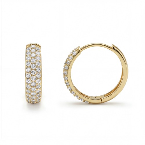 Glintique - Pavé Set Moissanite Huggie Hoop Earrings with Hinged Closure