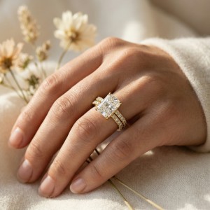 Moissanite wedding band sets