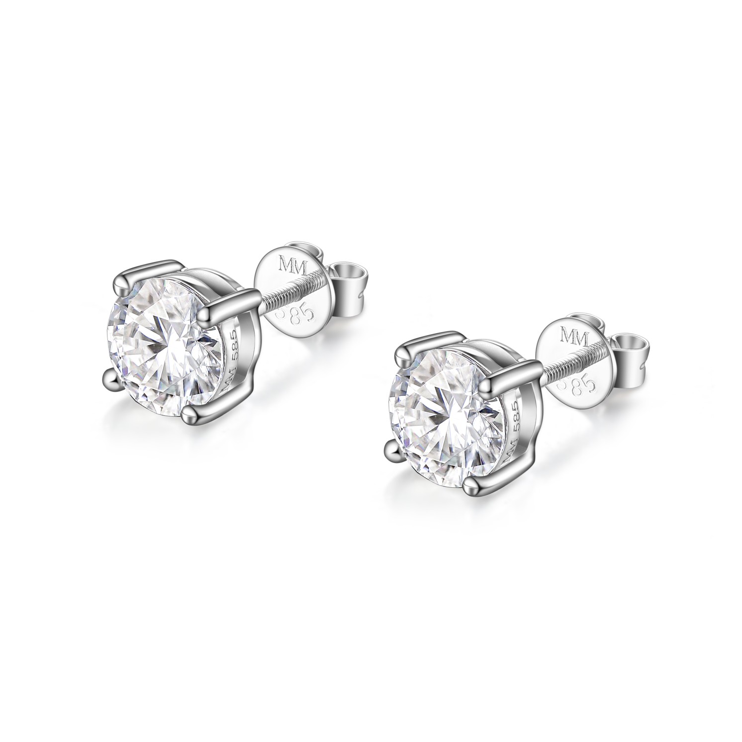 Helix - Secure Screw Back Moissanite Stud Earrings