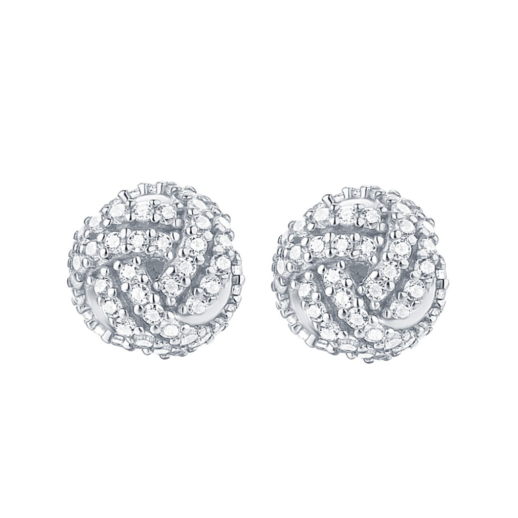 Cluster Spheres - Moissanite Stud Earrings in Pavé Setting