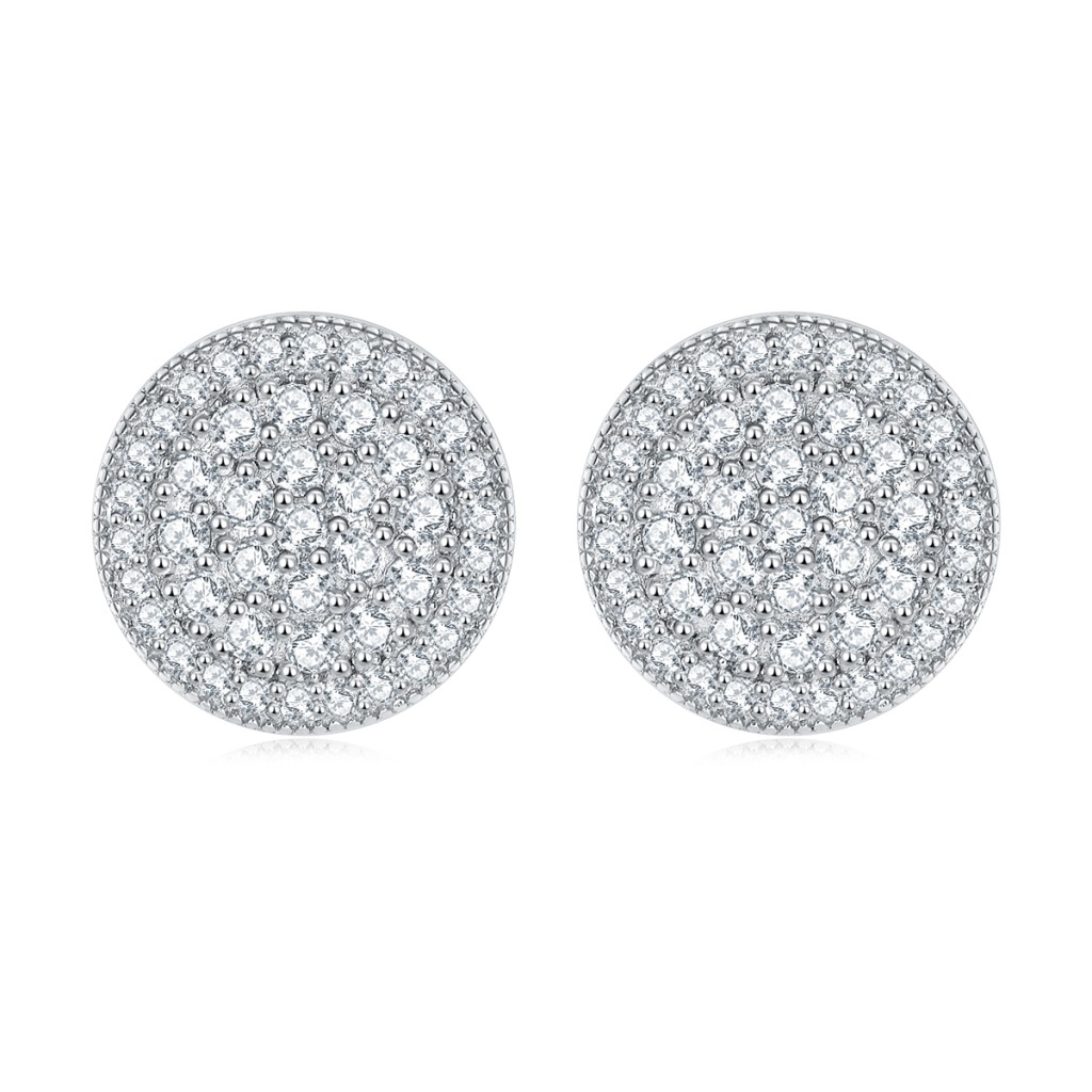 Round Clusters - Moissanite Stud Earrings in Pavé Setting