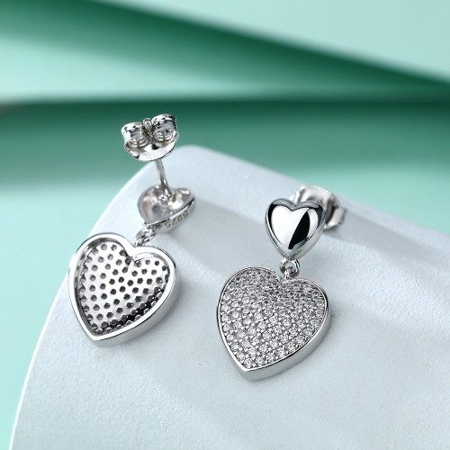 Hearts of Pavé - Moissanite Drop Earrings in Pavé Setting