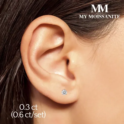 Helix - Secure Screw Back Moissanite Stud Earrings - lifestyle