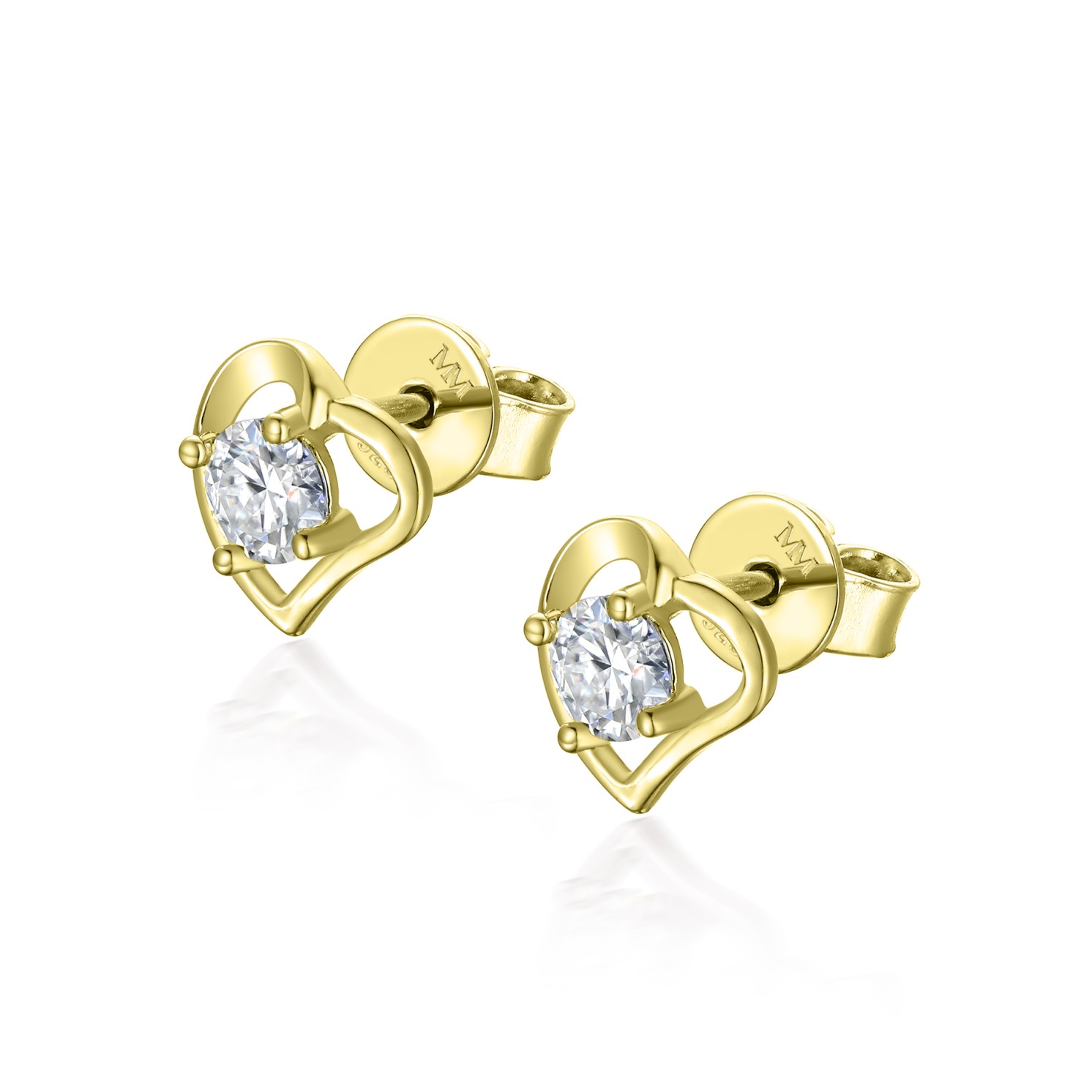 Etheria - Moissanite Heart Stud Earrings