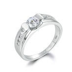 Onyx - Men's Moissanite Ring with Accent Side Stones