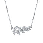 Botanica - Leaf Motif Moissanite Necklace in a Graceful Pave Setting