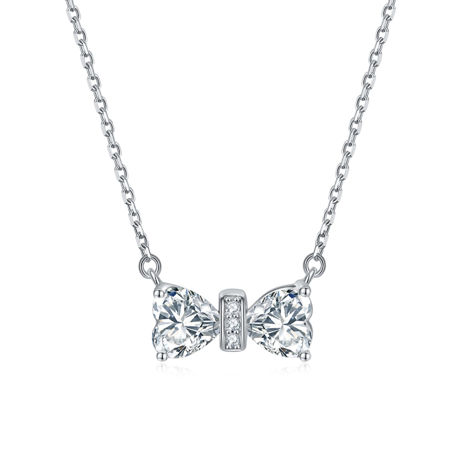 Pairle - Twin Heart Cut Moissanite Necklace with Central Pave Bar