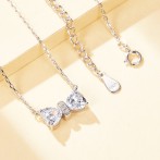 Pairle - Twin Heart Cut Moissanite Necklace with Central Pave Bar