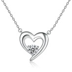 Embrace - Heart Silhouette Moissanite Pendant with Center Stone