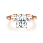 Isla - Radiant Cut Moissanite Ring With Side Stones