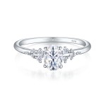 Ovaline - Oval Moissanite Ring with Minimalistic Side Stones