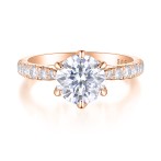 Yuliana - Moissanite Ring in Tulip Setting with Dazzling Side Stones Yuliana - Moissanite Ring in Tulip Setting with Dazzling Side Stones