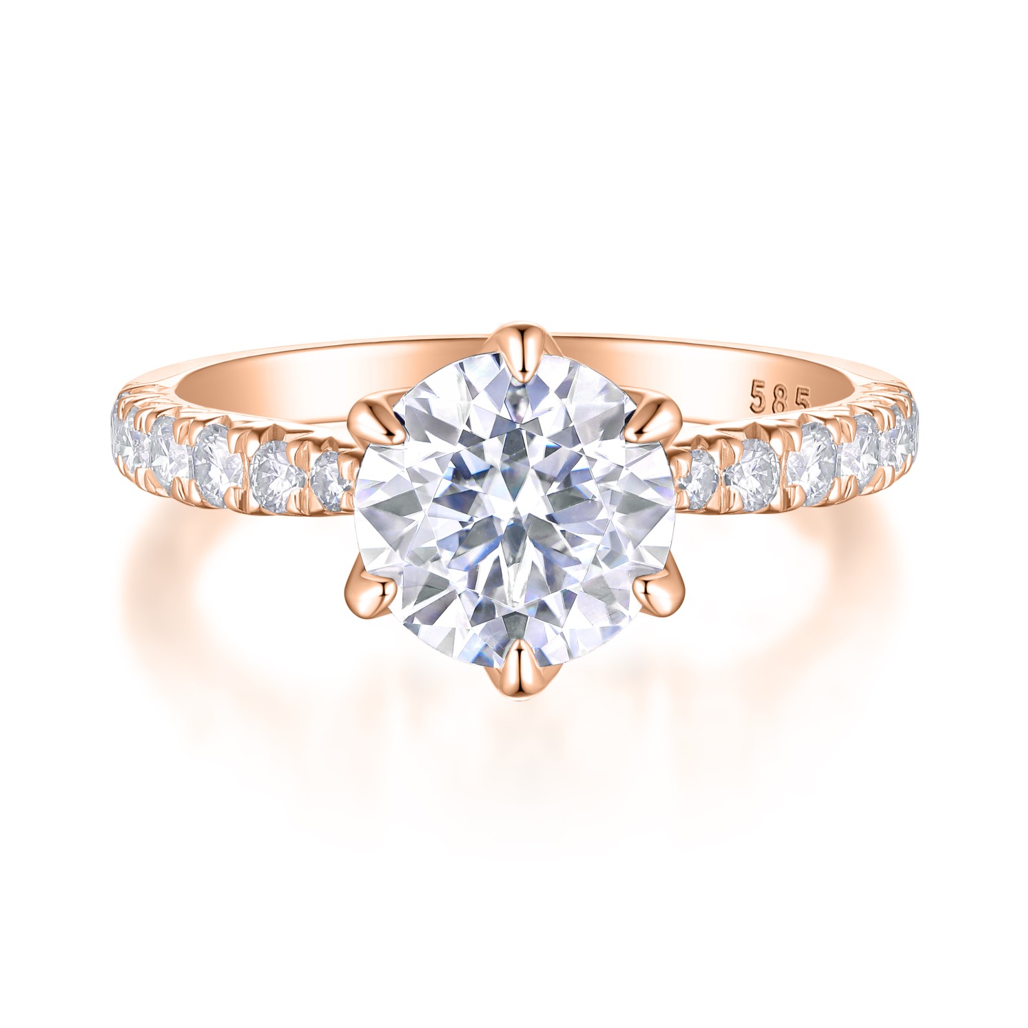 Yuliana - Moissanite Ring in Tulip Setting with Dazzling Side Stones Yuliana - Moissanite Ring in Tulip Setting with Dazzling Side Stones