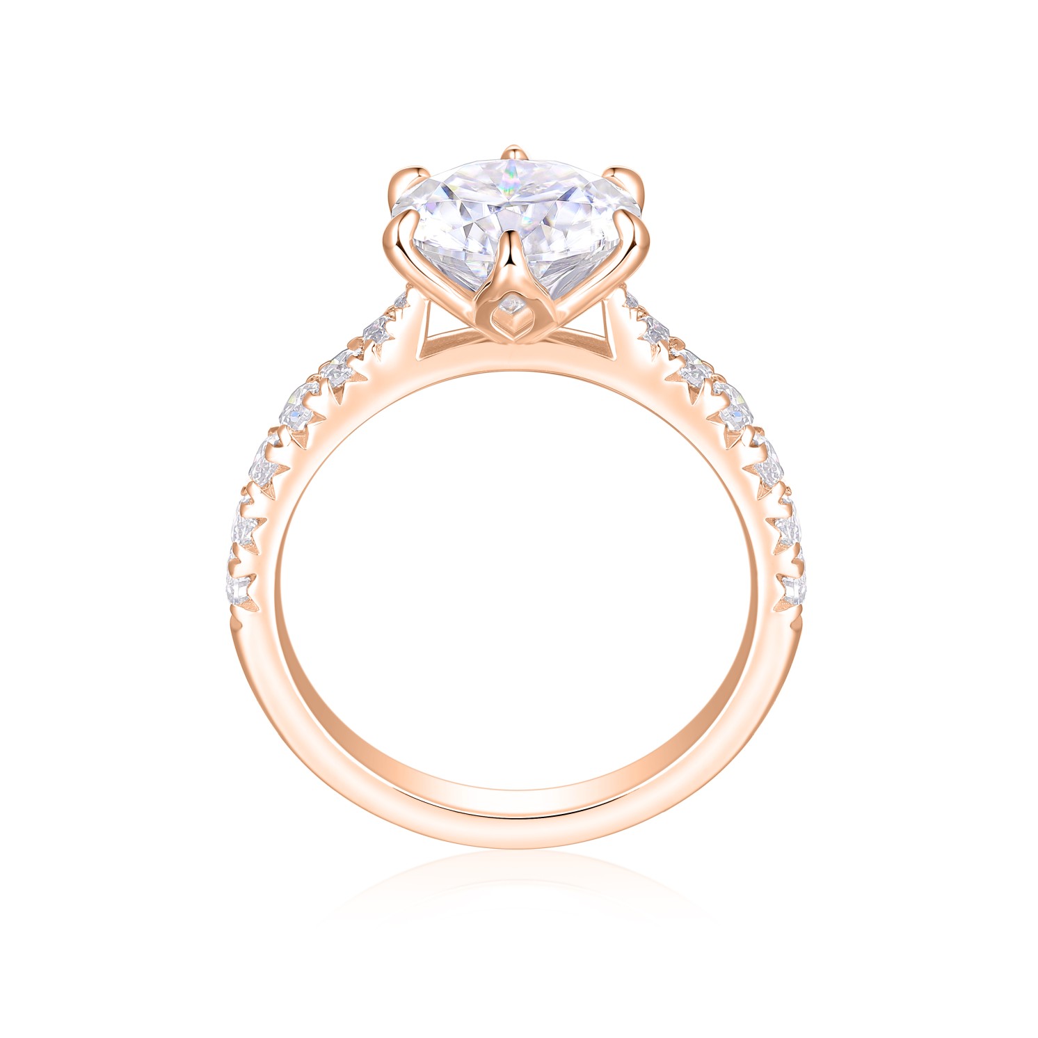 Yuliana - Moissanite Ring in Tulip Setting with Dazzling Side Stones Yuliana - Moissanite Ring in Tulip Setting with Dazzling Side Stones