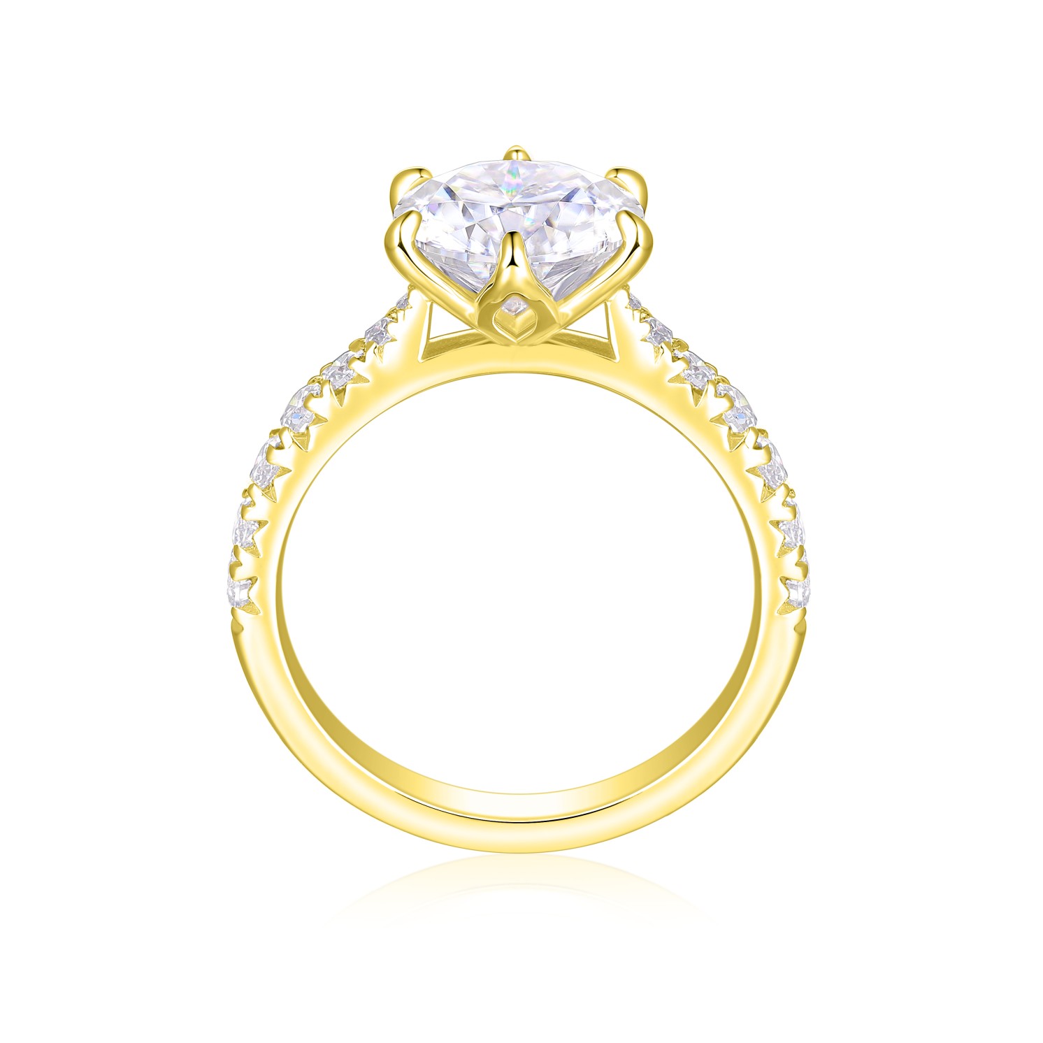 Yuliana - Moissanite Ring in Tulip Setting with Dazzling Side Stones