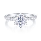 Yuliana - Moissanite Ring in Tulip Setting with Dazzling Side Stones Yuliana - Moissanite Ring in Tulip Setting with Dazzling Side Stones