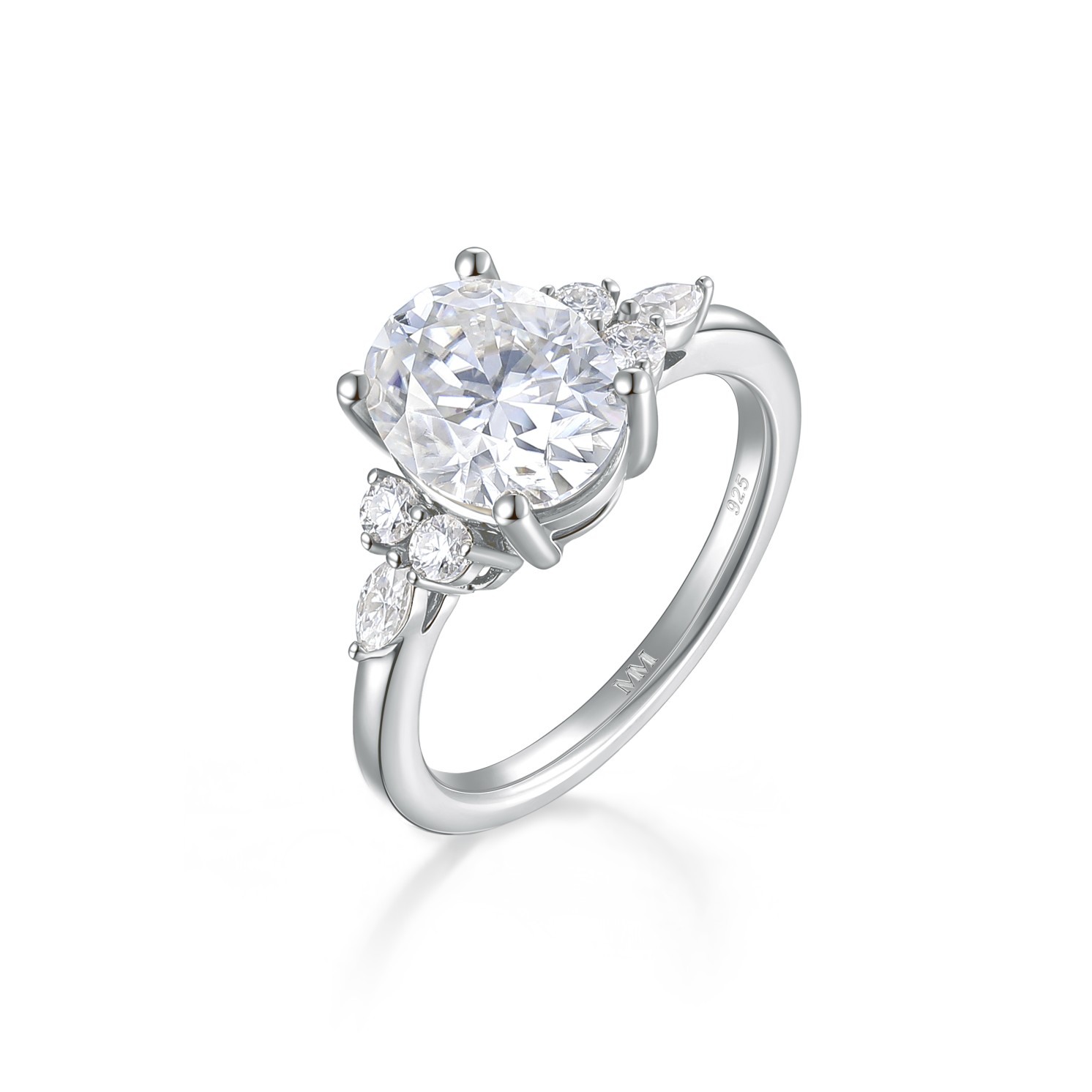 Lustrina - Oval Moissanite Ring with Dazzling Accents